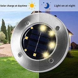 Otdair Solar Ground Lights, 8 LED Warm Light Outdoor Solar Disk Lights, Waterproof In-Ground Lights, Solar Garden Lights, Landscape Lights for Pathway, Yard, Deck, Patio, Walkway, 12 Packs