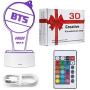 BTS 3D Led Night Light, 16 Colors Changing Lamp with Smart Touch Nightlight & Remote Control Lamp for Children Kids Christmas and Birthday Gifts (Concert Lights)