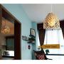 KWOKING Lighting Modern Weave Wicker Hanging Lamp Dome Pendant Light Natural Hemp Ball Rattan Chandelier Light Fixture for Hallway Dining Room - Style C