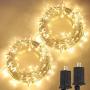 2-Pack Extendable Christmas String Lights Outdoor/Indoor, Super Bright 200 LED Christmas Tree Lights with 8 Modes, Waterproof Fairy Lights for Wedding Party Garden Bedroom (Warm White)