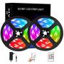 LED Strip Light 50FT,Ruishine 15M RGB Light Strip Sync to Music with 20 Key RF Remote Controller,450LEDS Flexible Color Changing Rope Light Apply for Bedroom Decoration