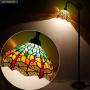 Tiffany Style Reading Floor Lamp Lighting W12H64 Inch Green Yellow Stained Glass Dragonfly Lampshade Antique Adjustable Arched Base S009G WERFACTORY Lamps Living Room Bedroom Beside Table Lover Gifts