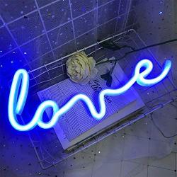 iceagle Love Neon Signs for Wall Decor,USB or Battery Decor Light,Neon Light for Bedroom,LED Neon Decorative Lights for Christmas,Party,Girls Living Room(Blue)