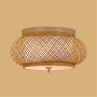 KWOKING Lighting Handmade Flush Mount Ceiling Light Creative Bamboo Ceiling Lighting fixtures Rattan Lantern Light 3 Lights Vintage Hanging Light for Living Room, Restaurant, Bedroom 15.75inch