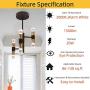 Joyxeon 6-Light Black and Gold Chandelier, LED Modern Chandeliers, Mid Century Ceiling Light Fixture, Industrial Pendant Lighting for Dining Room, Living Room, Kitchen, Entryway, 3000K 1500LM Bright
