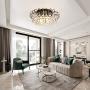 Semi Flush Mount 4-Light Crystal Chandelier，Modern Black Ceiling Lighting Fixture，Farmhouse Lighting for Island Bedroom Kitchen Dining Room Hallway