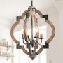 Farmhouse Chandelier, Orb Foyer Light Fixtures, 19.7 Wood Chandelier for Hallway, Dining Room, Kitchen Island