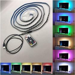 KINGLUX led Strip Lights,RGB Strips for HDTV 7 ft RGB USB Powered LED Light Strip with RF Remote,TV Backlight Kit for Flat Screen TV,5V RGB Strips