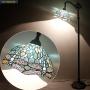 Tiffany Style Reading Floor Lamp W12H64 Inch Sea Blue Stained Glass Crystal Bead Dragonfly Lampshade Antique Lighting Arched Base S147 WERFACTORY Lamps Living Room Bedroom Coffee Table Lover Gifts