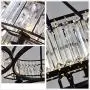 KALRI Modern Round Island Crystal Chandelier 6 Lights Flush Mount Pendant Ceiling Light Fixture for Dining Room Kitchen Living Room W25.2'' x H19.7''