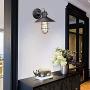 Black Industrial Wall Sconce Lighting, Adjustable Rustic Farmhouse Wall Light Fixture with Metal Cage Clear Glass Shade, Indoor Vintage Antique Wall Lamp for Living Room Entryway Porch Bar Restaurant