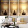 Set of 2 Touch Control 3-Way Dimmable Table Lamp with 2 USB Ports Modern Nightstand Lamp with AC Outlet Bedside Lamps with Fabric Shade Desk Lamp for Living Room Bedroom Hotel, Cream, Bulbs Included
