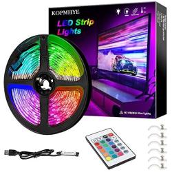 3M 10FT RGB LED Strip Lights, IP65 Waterproof Colored USB TV Backlight with Remote, 16 Color Changing 180 5050 LEDs Bias Lighting for HDTV, Multicolor for TV PC Background Lighting, No Adapter