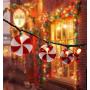 Romasaty Candy Christmas String Lights, 8.5Ft Sugar Peppermints Candy Lights with 10 Bulbs for Outdoor & Indoor Christmas Party Tree Decoration Lights