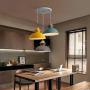 SkyTalent Modern Wooden Handle Pendant Hanging Light, Macaron Pendant Lighting Metal Shade Chandeliers Hanging Lighting Retro Industrial lamp for Dining Room Bulbs Not Included (Grey)