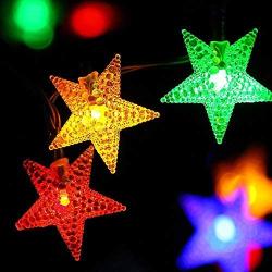 Grezea Solar Twinkle Star String Lights 50 LED Fairy Decorative Light for Garden Patio Lawn Balcony Tree Outdoor Landscape Indoor Decoration for Playhouse Bedroom Curtain Bed Canopy, 21 Multi-Color