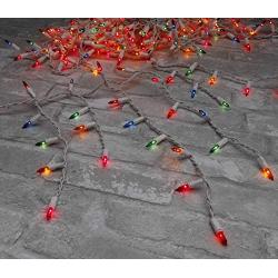 DecoBrite Incandescent Icicle Lights 13 ft 300 ct Multicolor - White Wire, Indoor/Outdoor Christmas Lights