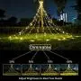 KNONEW Outdoor Christmas Decorations Star Lights 344 LED 8 Lighting Modes Fairy String Light Outside Tree Wall Decorations for Yard, Garden, New Year, Holiday, Birthday, Wedding, Party