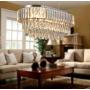 Oval Crystal Chandelier Lighting L23.6''x W11.8''x H12.6'', 3-Tier Adjustable Crystal Hanging Ceiling Light for Kitchen Island Living Room Bedroom, K9 Crystal 11-Light G9