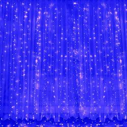 Blue Curtain Lights for Decorations, 10 Ft Connectable String Lights with 8 Twinkle Modes Led Fairy Lights for Bedroom, Waterproof Outdoor String Lights for Party Wedding Decorations Twinkle Lights