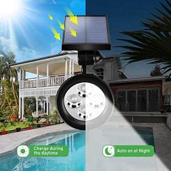 Techwood Solar Lights Outdoor,180°Adjustable Solar spot Lights,Upgraded Waterproof 2-in-1 Wireless Spotlights,Auto On/Off Landscape Lights with Sensor for Garden,Yard, Patio,Driveway,4 Pack(White)