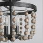 Bead Ceiling Light, Farmhouse Semi Flush Mount Light Fixture, Bohemian Wood Chandelier for Dining Room, Entryway, 12” L x 13.5” H