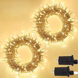 IDEAALS 2-Pack Christmas Tree Lights Clear Wire String Lights Outdoor/Indoor, Total 240 LED Plug in Christmas Lights with 8 Modes, Fairy Lights for Party Wedding Xmas Decoration (Warm White)