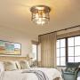 KDG 3-Light Flush Mount Ceiling Light Fixture,Adjustable,Clear Seeded Glass Shade,Silver Modern Industry Ceiling Light for Kitchen Bedroom Living Room Hallway Dining Room Bathroom
