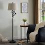 Maxax Traditional Floor Lamp with White Fabric Shade for Living Room and Bedroom, Black