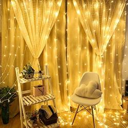 Curtain Lights String,9.8Ftx9.8Ft 300 LED Hanging Fairy Lights for Bedroom Wall Decor,Remote with 8 Modes & Timer Function