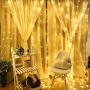 Curtain Lights String,9.8Ftx9.8Ft 300 LED Hanging Fairy Lights for Bedroom Wall Decor,Remote with 8 Modes & Timer Function