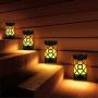 Solar Flame Light 4 PCs Solar Flame Lights Set Upgraded Waterproof Landscape Garden Pathway Light with Dancing Flickering Flames Auto On/Off Dusk to Dawn Outdoor Fence Lights for Yard Decoration