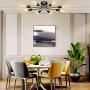 Lampundit Black 8 Lights Chandelier Lighting Living Room Ceiling Light Fixtures Ceiling Lamp Industrial Semi Flush Mount Modern Chandelies for Study Dining Room Kitchen Bedroom