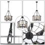 Baiwaiz Round Rustic Dining Room Light Fixture, Wood Farmhouse Drum Chandelier Lighting Black Industrial Metal Cage Foyer Pendant Light 5 Lights Edison E26 BW17124