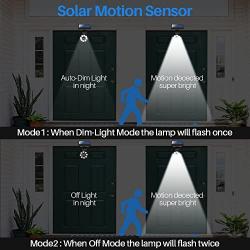 Solar Lights Outdoor Motion Sensor of 2, 9-Watt(130W Equ.) 1400-Lumen LED Spotlights , Solar Flood Security Lights for Garden Driveway Patio Yard Path Porch Deck, 100-Week 100% Free Replacement