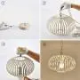 YLONG-ZS Round Pendant Light Hanging Lantern Lighting Fixture for Kitchen and Dining Room, Industrial Retro Iron Chandelier Fixture,E26 Base, White (Bulbs Not Included)，Small Size