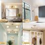 Gold Vanity Lights, UL Listed 2-Light Bathroom Light Fixtures Over Mirror Brass Sconce Modern Semi Flush Mount Ceiling Light Fixture for Toilet Bedroom Living Dining Room Restaurant Hallway Entryway