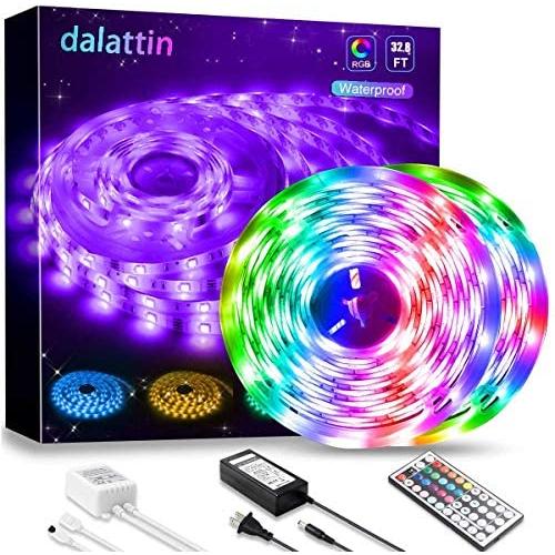 Led Lights,dalattin Led Strip Lights 32.8ft Waterproof Color Changing Multicolor Led Rope Lights with 44 Keys Remote Controller,2 Rolls of 16.4ft