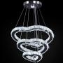 Modern Crystal 3 Heart Rings LED Chandelier Light Fixture Pendant Lighting Adjustable Stainless Steel Ceiling Hanging Lamp for Living Room Dinning Room Kitchen Bedroom (Heart Cool White)