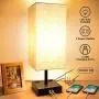 Touch Table Lamp, 3-Way Dimmable Touch Lamp Bedside Lamp with 2 USB Charging Ports and 2 AC Outlets, Modern Desk Lamp Nightstand Bedroom Lamp for Bedroom Living Room Reading Office, LED Bulb Included