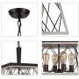 Q&S Farmhouse Vintage Chandelier, Rustic Pendant Light,Industrial Hanging Light Fixture for Dining Room Kitchen Island,Wrought Iron ,ORB+Oak White 4 Lights E26