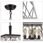 Q&S Farmhouse Vintage Chandelier, Rustic Pendant Light,Industrial Hanging Light Fixture for Dining Room Kitchen Island,Wrought Iron ,ORB+Oak White 4 Lights E26