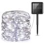 AMIR (Upgraded Version) Solar Powered String Lights, Mini 100 LED Copper Wire Lights, Starry String Lights, Indoor Outdoor Waterproof Solar Decoration Lights for Gardens, Home, Dancing, Party (White)