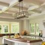 Farmhouse Chandelier for Dining Room, Rectangle 5-Light Kitchen Island Lighting, Faux Wood Finish