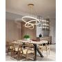 LED Chandelier - Modern LED Chandeliers Dining Table 85W 7500lm LED Dimmable Remote Control 3 Ring 30x45x60CM Hanging Lamp Living Room Ceiling Light Bedroom Height Adjustable (Gold)