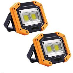 LED Work Light, 2 Pack SINLEISI 2 COB 30W 1500LM Rechargeable Work Light, LED Portable Waterproof LED Flood Lights for Outdoor Camping Hiking Emergency Car Repairing and Job Site Lighting