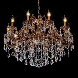 MEEROSEE Crystal Chandeliers Contemporary Chandelier Island Lighting 10 Lights Candle Pendant Ceiling Light Fixture for Dining Room Living Room Kitchen Bedroom Hallway Entry D35.4''