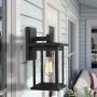 Emliviar Outside Lights for House, 1-Light Outdoor Wall Lantern 14'', Black Finish with Seeded Glass, 1803EW2