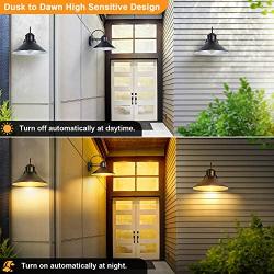 Dusk to Dawn Sensor Wall Sconce Outdoor Lighting Fixture, Black Gooseneck Barn Light Farmhouse Exterior Wall Mount Light Sconce Industrial Wall Arm Lamp for Patio,Doorway,Porch,Entryway,Garage-2 Pack