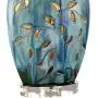Devan Cottage Table Lamp with Nightlight Ceramic Blue Vine Handcrafted Oval Fabric Shade for Living Room Family Bedroom - 360 Lighting